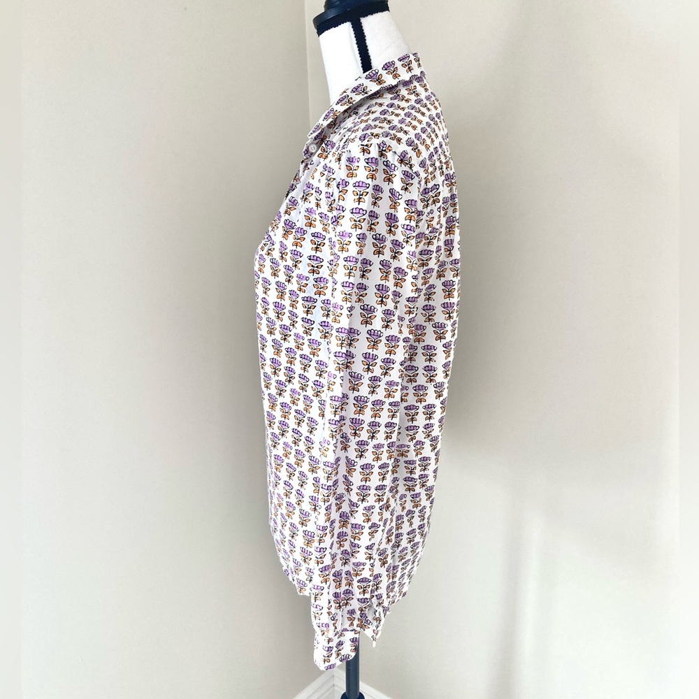 J Crew Gathered Popover Cotton Shirt in Block Print Floral Size 6 - Picture 8 of 12